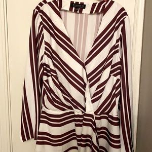 Burgundy stripe dress blouse